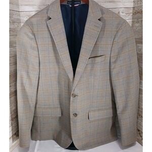 Tommy Hilfiger Men's Gray & Tan Plaid Sport Coat
